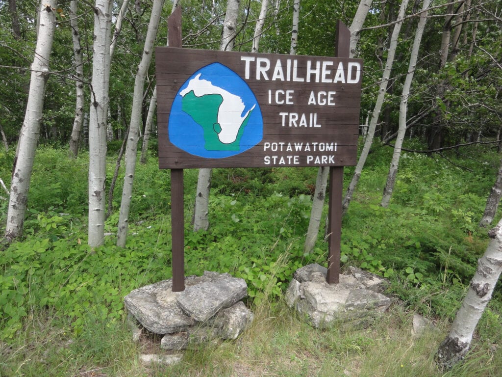 Ice Age Trail sign in woods