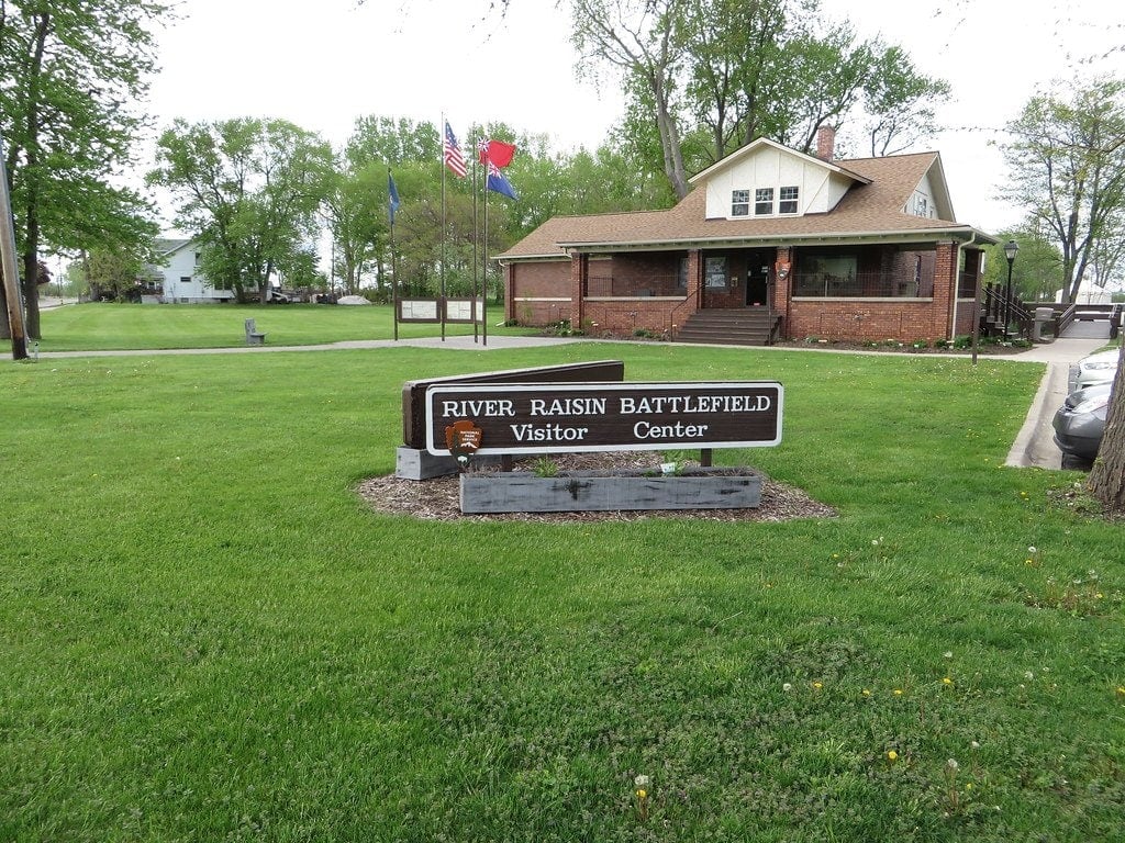 River Raisin battlefield with sign
